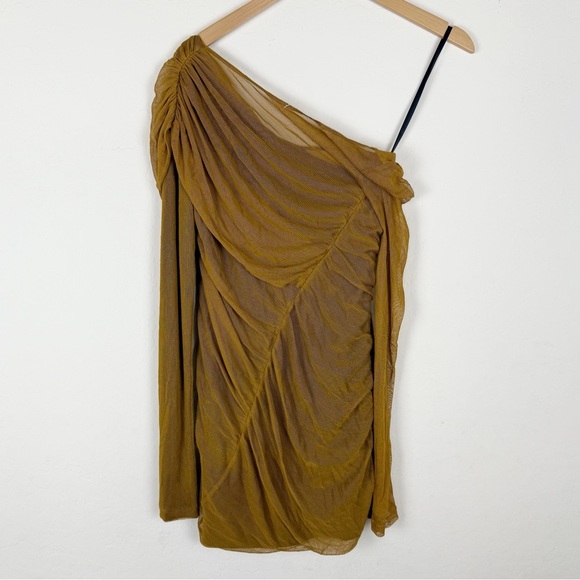 Rag & Bone Edita Silk Bodycon Dress Bronze with Asymmetrical Back - Picture 3 of 7